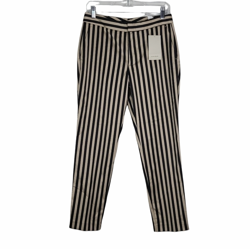 Nwt‎ Zara Striped Cropped Skinny Pants Trouser Sm